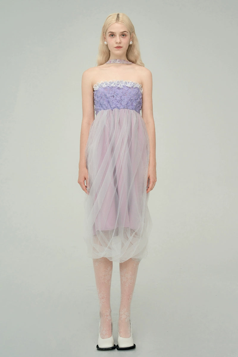 Vestido de sujetador de encaje violeta