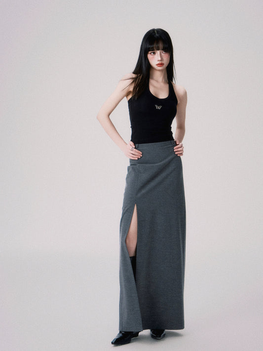 Mid-Rise Straight Suit Maxi Skirt - Restrained Sexy