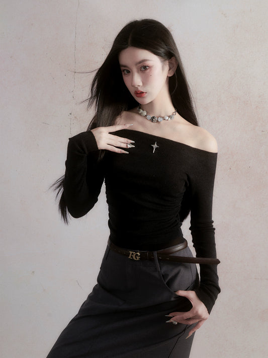 Gentle Milk Desire One Shoulder Wool Bottom T-shirt