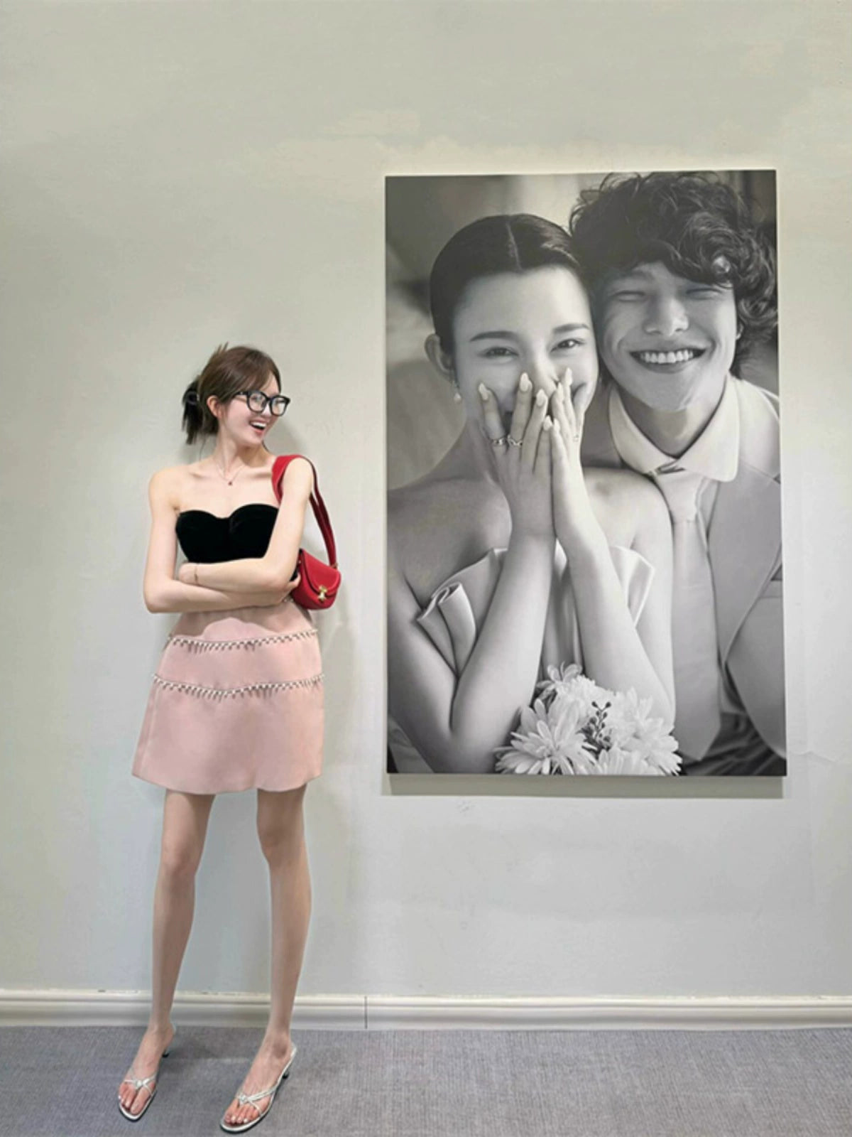 Herringbone Bandeau Dress – High-End Luxury Party Gown