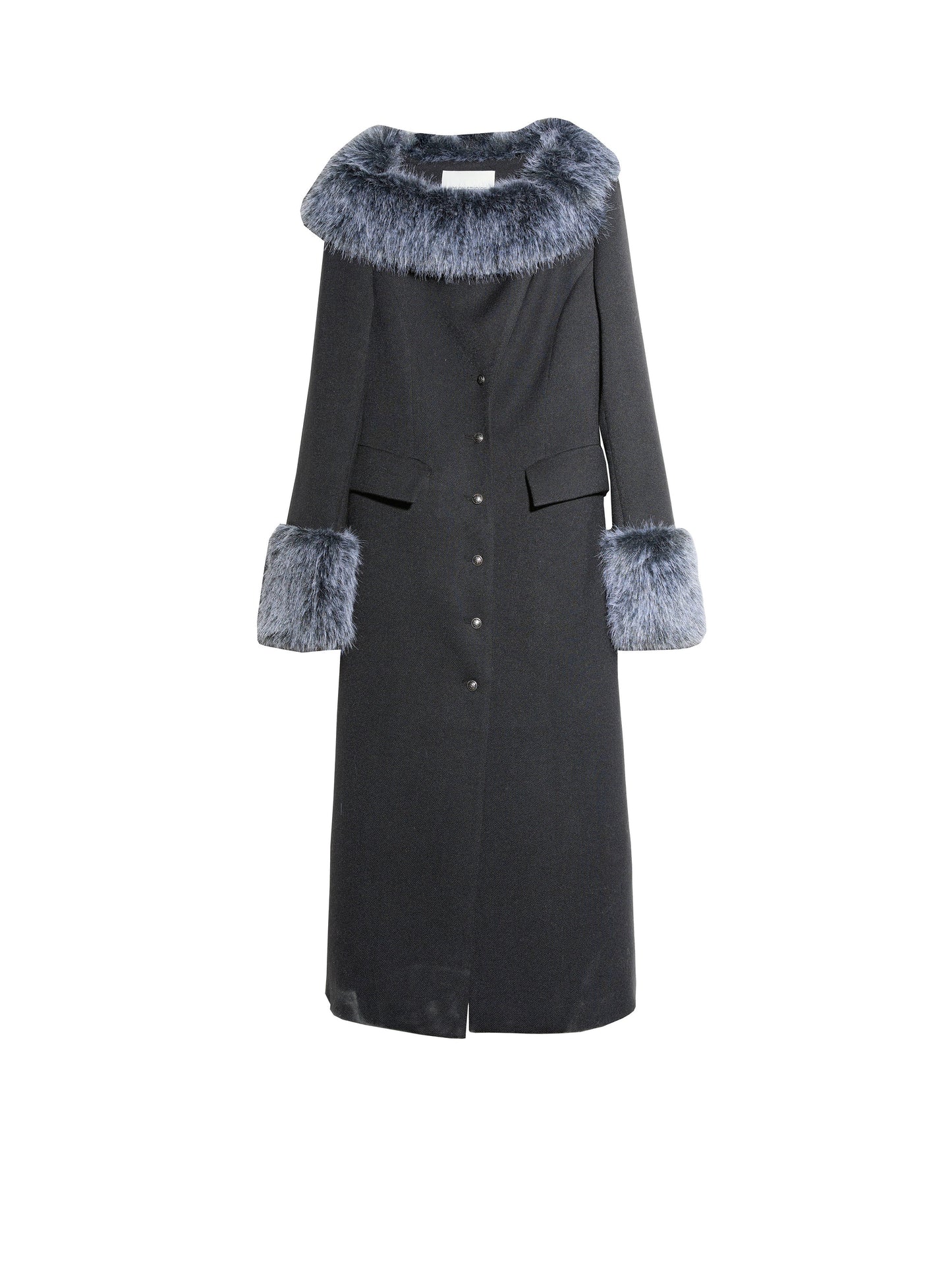 Asymmetrical Fur Collar Wool Coat | Retro Romantic Long Jacket