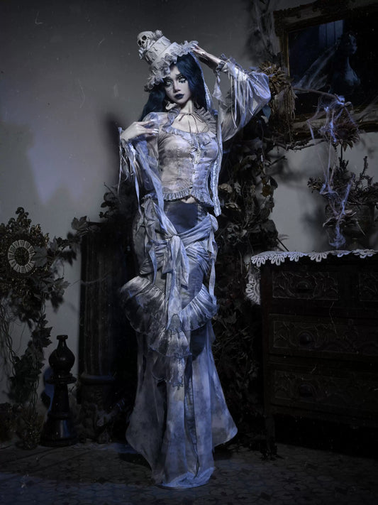 Gothic Tie-Dye Fishtail Skirt – Slim Elegant Chiffon Dress