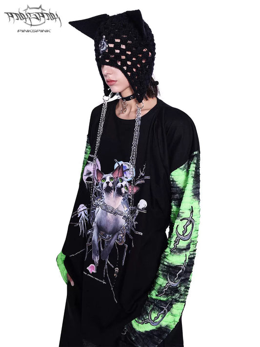 Four-Sleeve Sphynx Cat T-Shirt – Unique and Eye-Catching Design