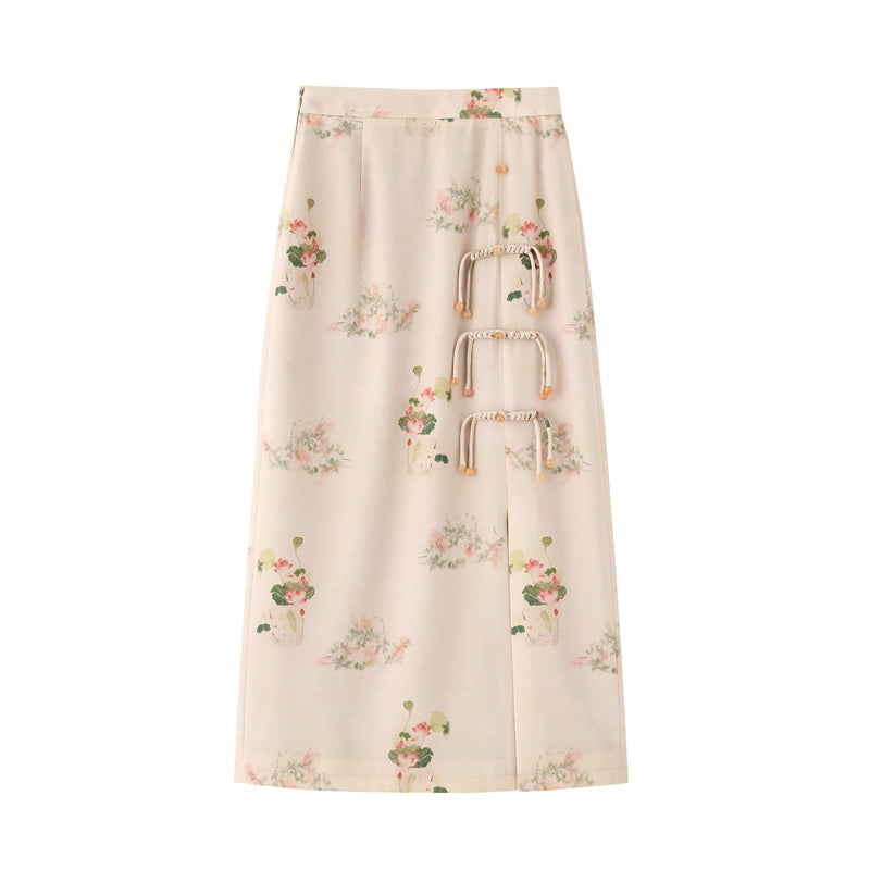 Summer Lotus Chinese Qipao Set