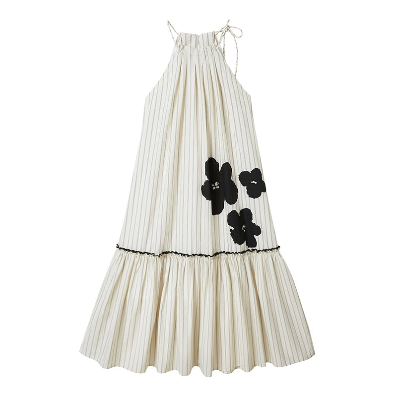 فستان العطلة المطبوع باللون الفضي