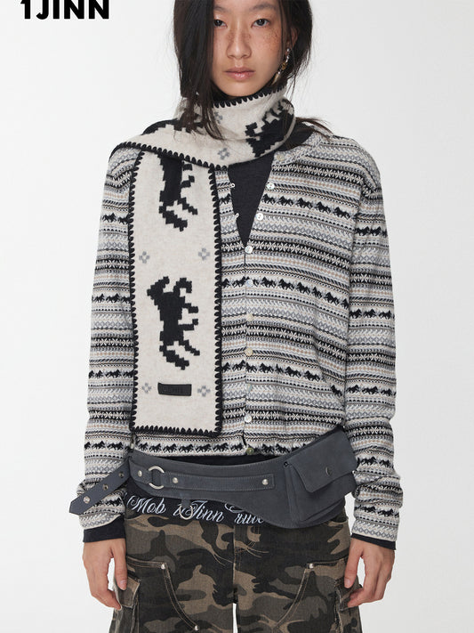 Fair Isle Pony Knit Scarf