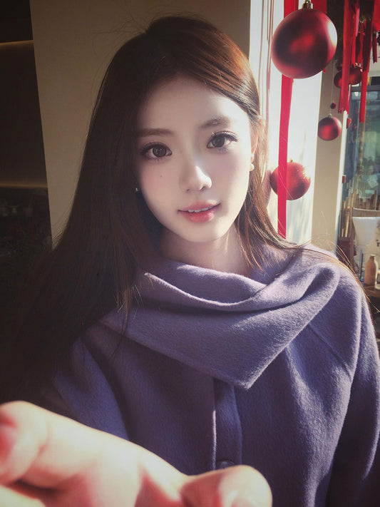 Purple Reversible Cashmere Coat – Luxurious Woolen Scarf Cape