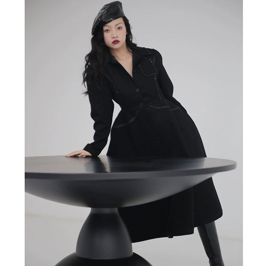 Hepburn Style Retro Waistband Woolen Skirt Jacket D422