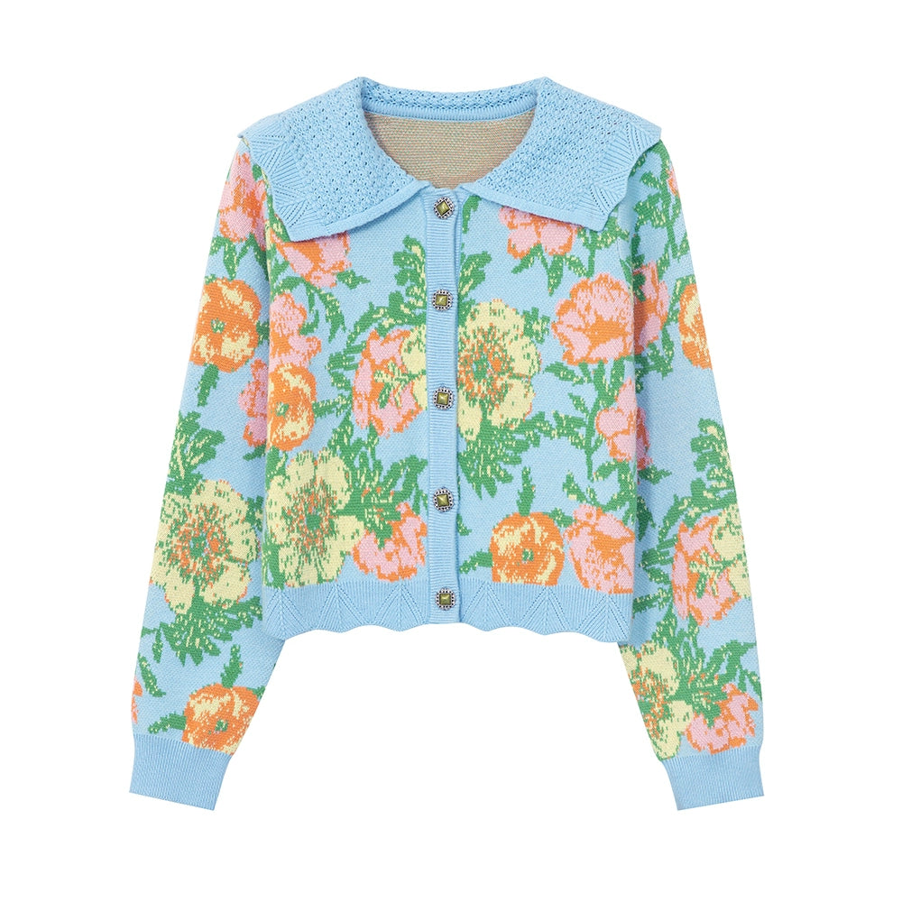 Flower Jacquard Autumn Sweater