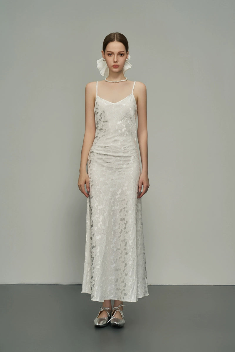 Diagonal White Strap Dress