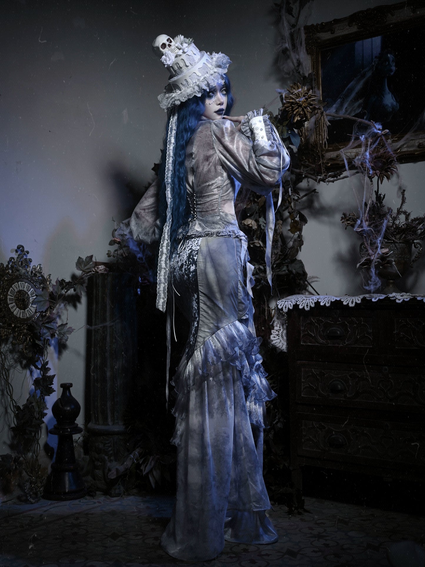 Gothic Tie-Dye Chiffon Shirt – Distressed European-Style Top