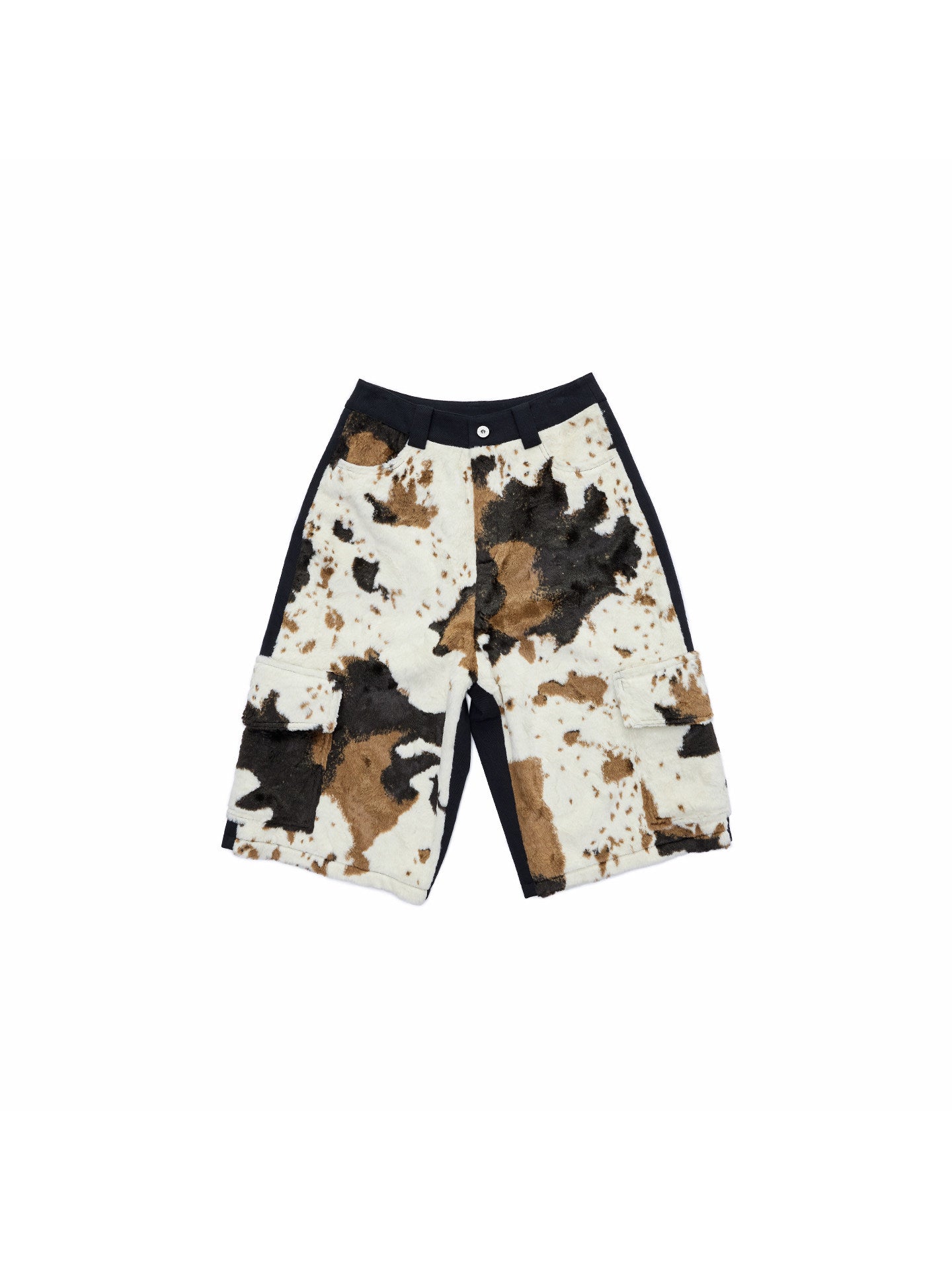 Cow Print Faux Fur Shorts