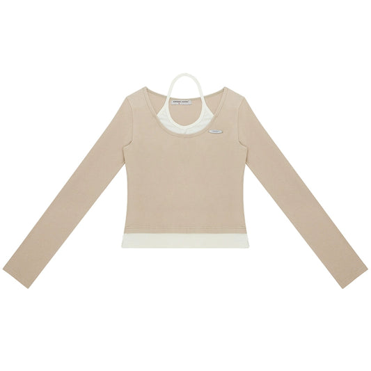 Retro Strap Long Sleeve T-shirt | Slim Fit Knit for Autumn/Winter