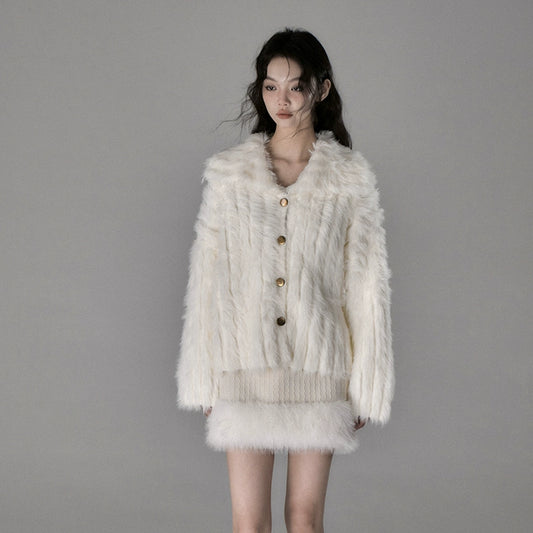 Soft Temperature Imitation Mink Hair Sweater Cardigan
