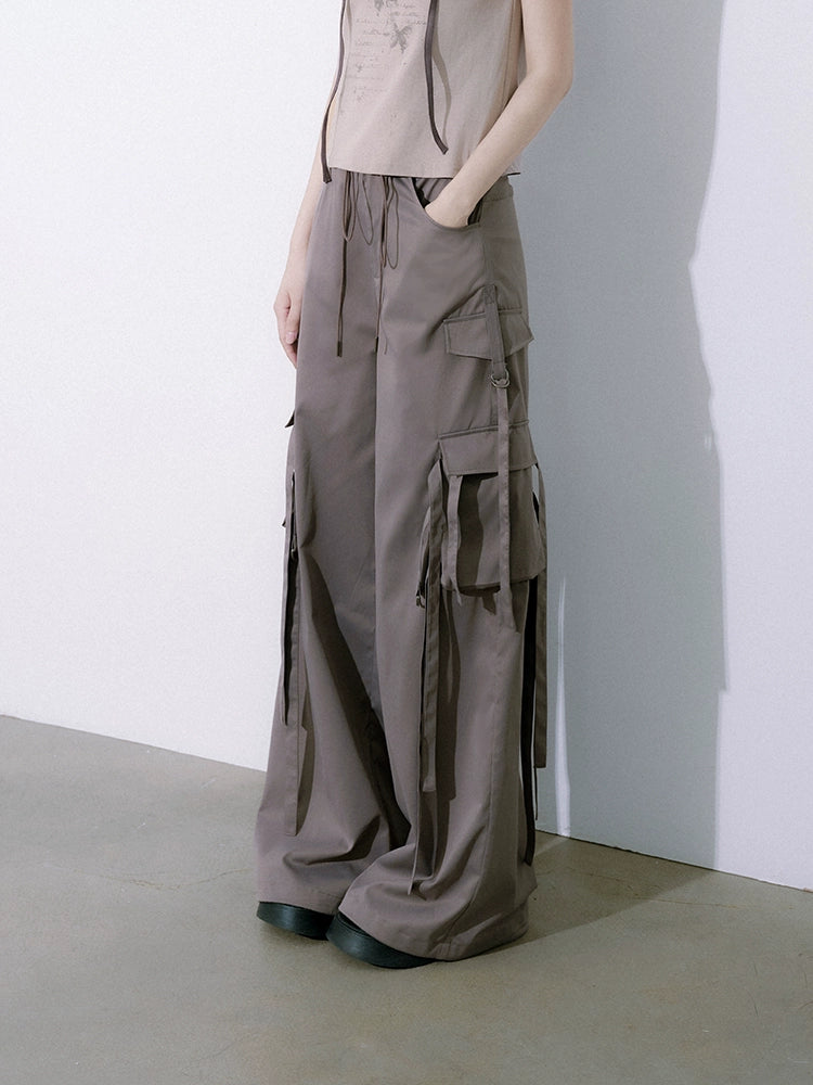 Rose Phantom Low Waist Wide Leg Multi Bag Pants