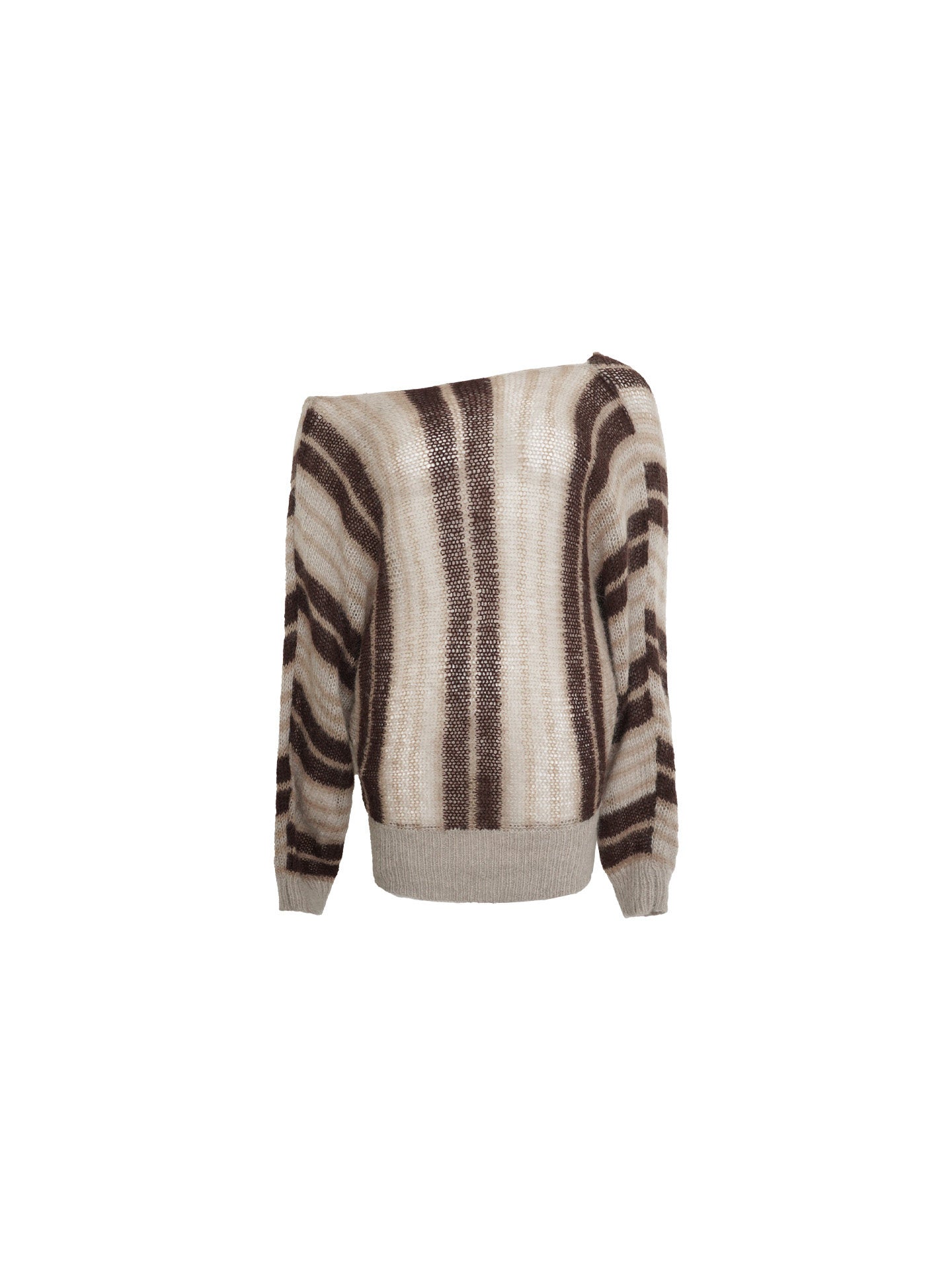 Relaxed Striped Wool-Blend Knit Top – Hong Kong Retro Autumn Drop-Shoulder Style