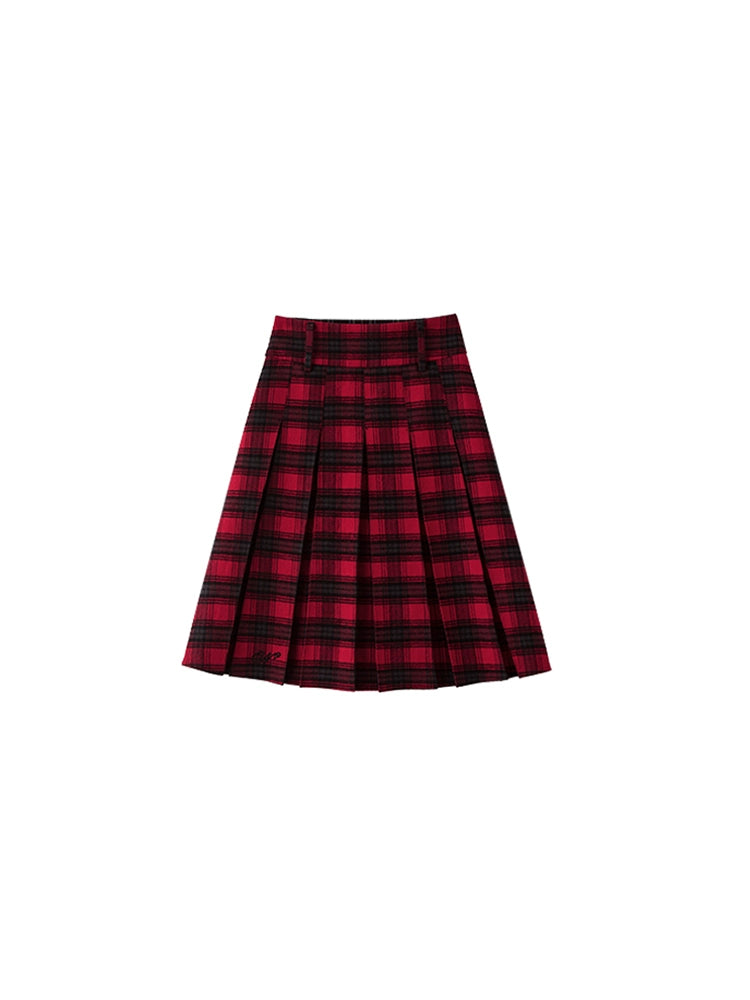 Pleated Long A-Line Skirt – Front & Back Design for Fall/Winter