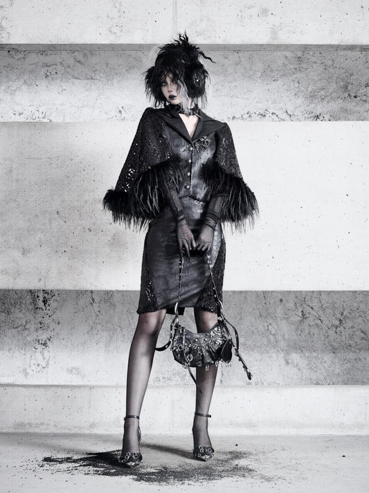 Gothic Fur Suit Cloak – Chic Cape Jacket for Winter