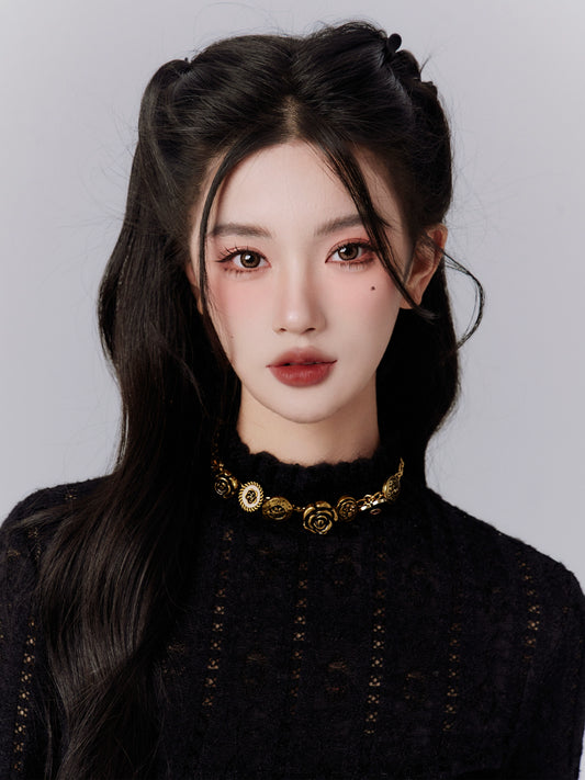 Heartbreaking Retro Metal Button Necklace