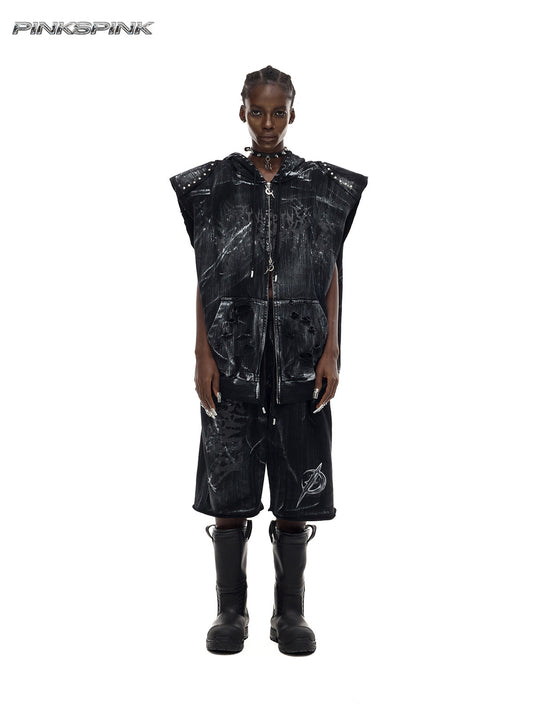 Cat Ear Rock Punk Sleeveless Unisex Y2K Jacket