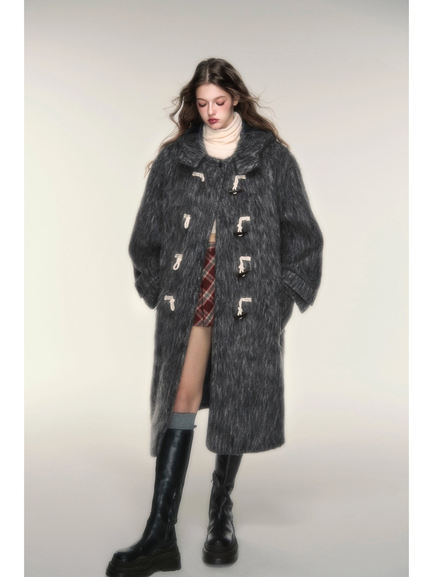 Gray Lincoln Wool Horn Button Coat - College Style