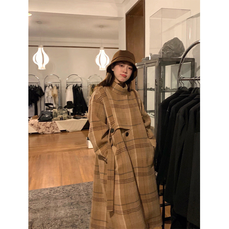 British Plaid Wool Coat