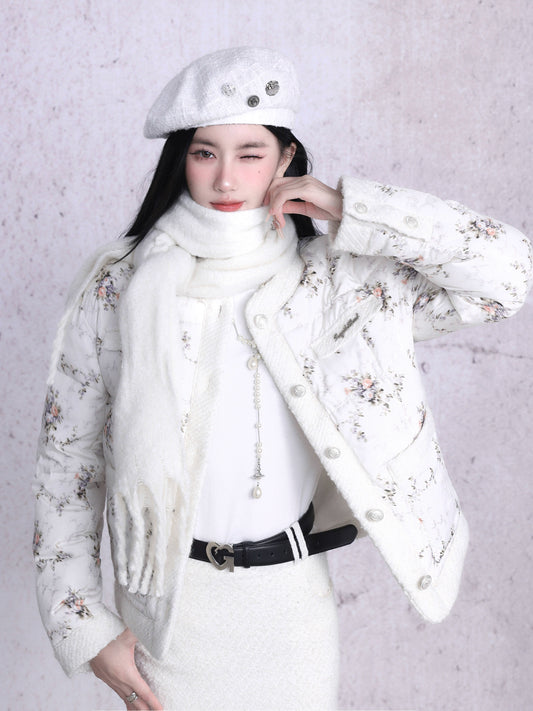 White Tower Rose Patchwork Cotton Jacket