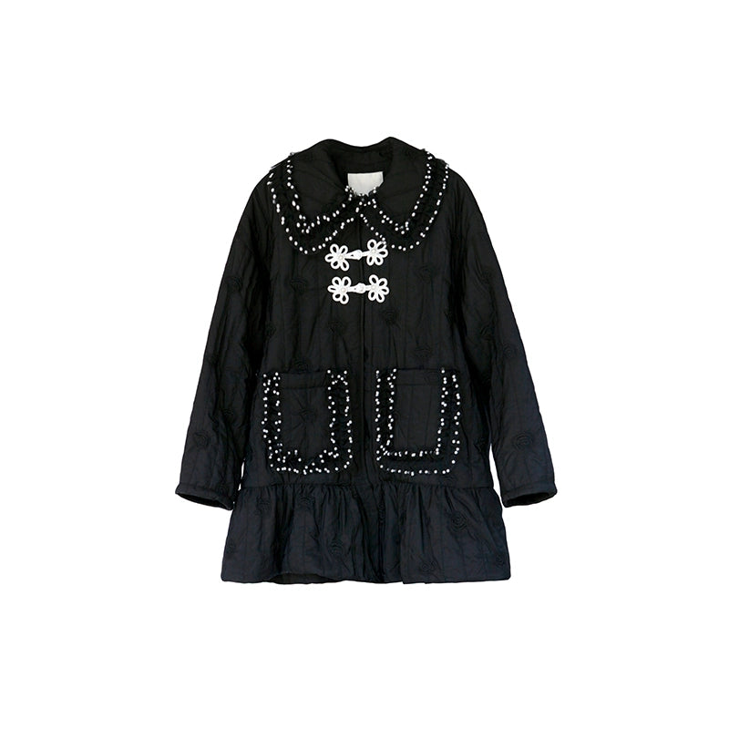 سترة التطريز الأسود روز