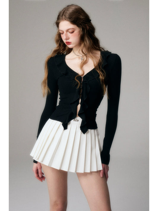 Knitted Cardigan - Metal Hollow Spicy Top