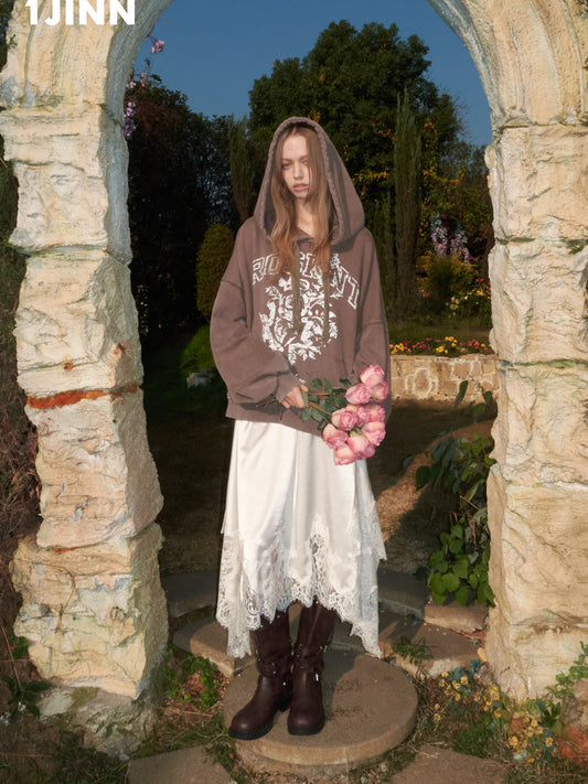 Rose Print Hooded Sweatshirt