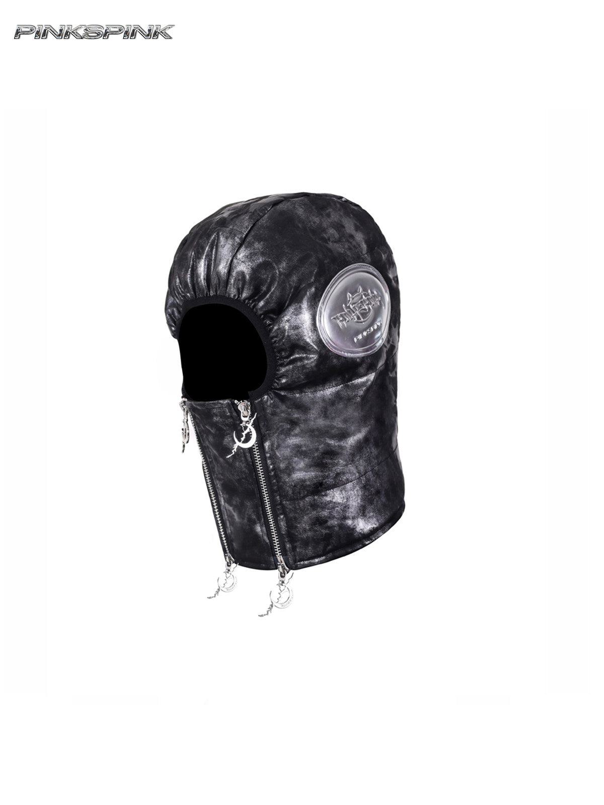 Space Black Silver Double-Zip Y2K Headgear – Electric Moon Unisex