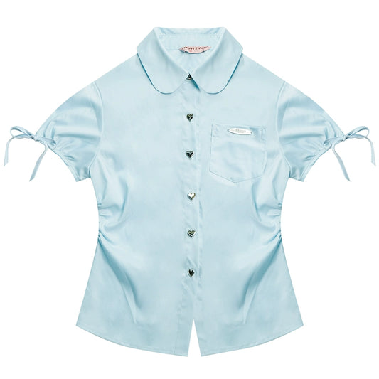 Blouse à nœud à manches bouffantes | Design rétro américain haut de gamme pour l’été