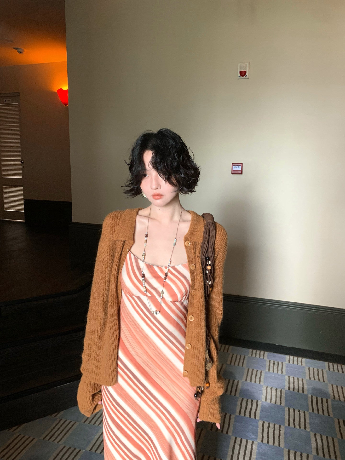 Caramel Rum Single-Breasted Knit Cardigan – French Retro Autumn Essential