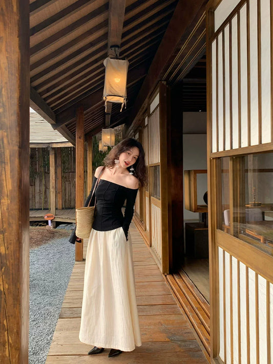 Suéter con top de tubo de un solo hombro