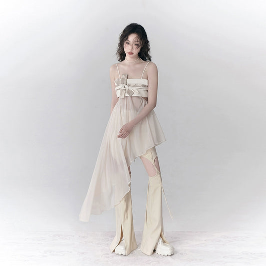 Salt Tea Elastic Slimming Pants with Chinese Buckle