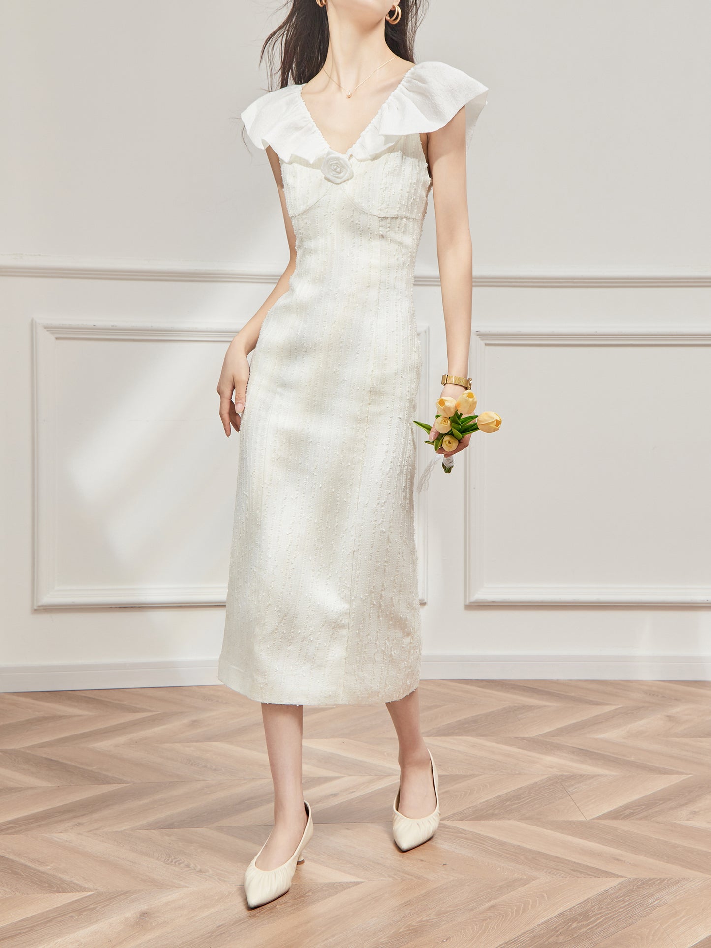 Vintage French Lace Jacquard Dress