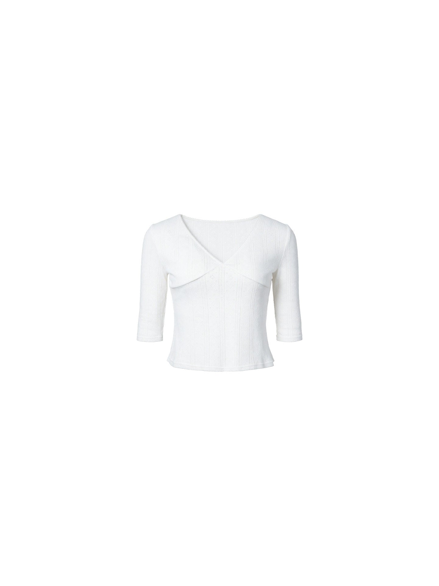 Xiao Chun Hui Cotton V-Neck Cropped Tee