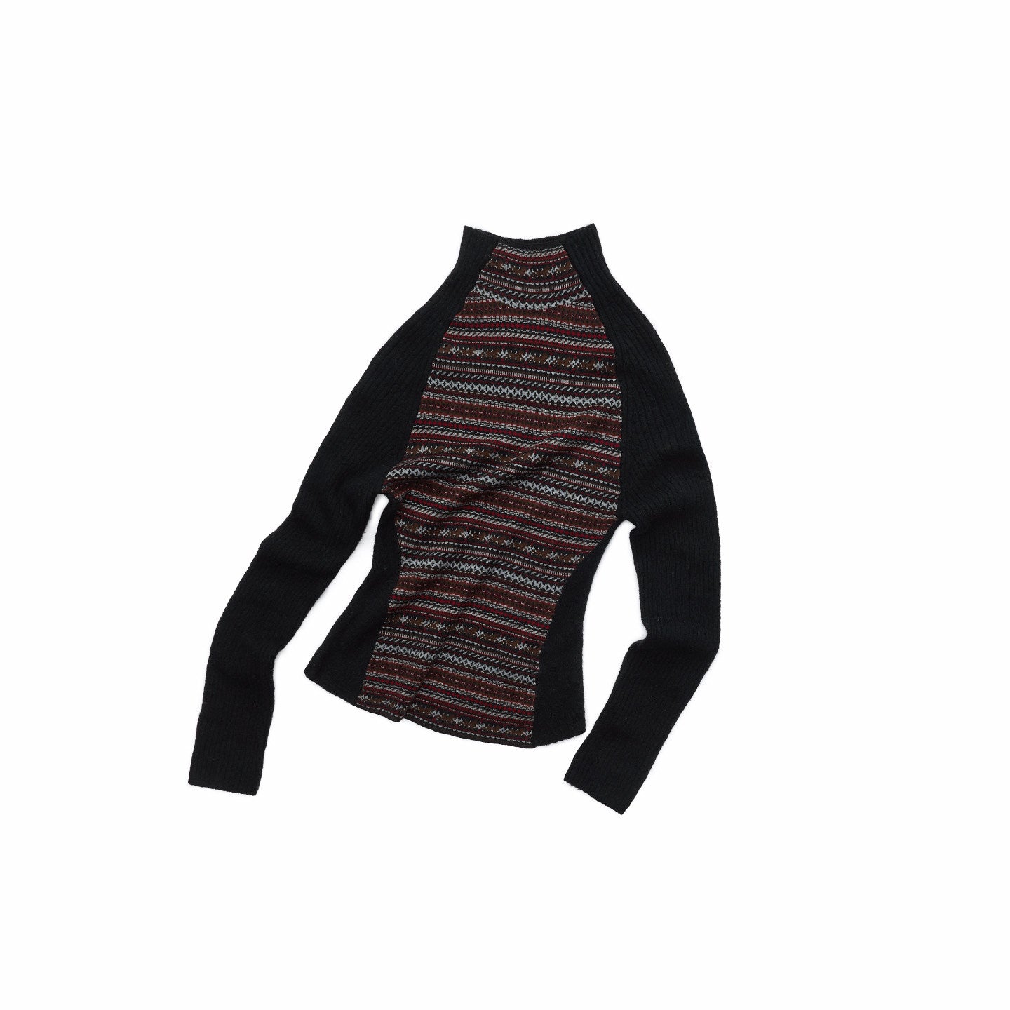 Color-Block Turtleneck Knit Top