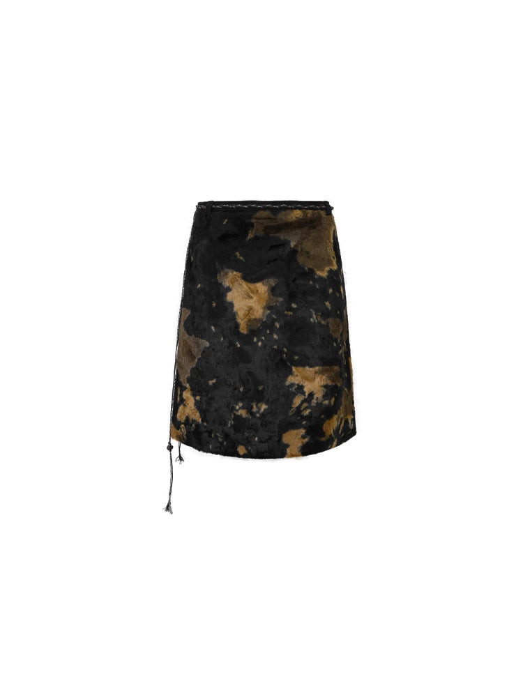 Irregular Plush High-Waisted Skirt – Hong Kong Retro Autumn/Winter