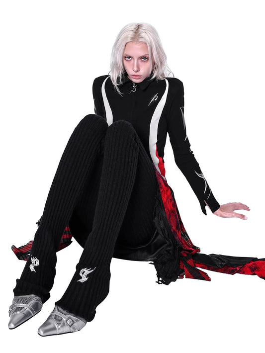 Flame Embroidered Bootcut Skinny Leggings – Warm & Stylish Statement Wear