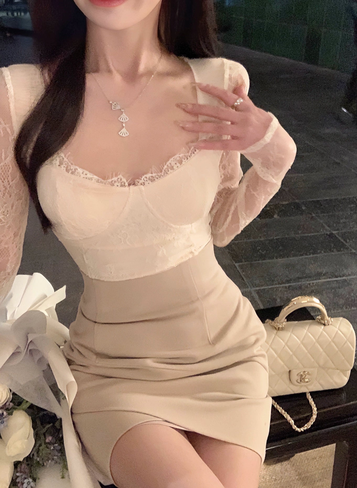 Exquisite Lace Gold Top by Lace Girl