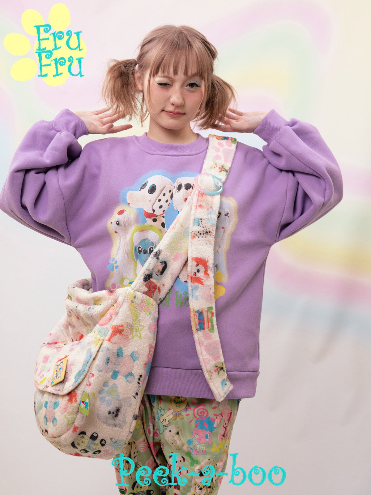 Dalmatian Fleece Sweatshirt | Oversized Purple Winter Pullover
