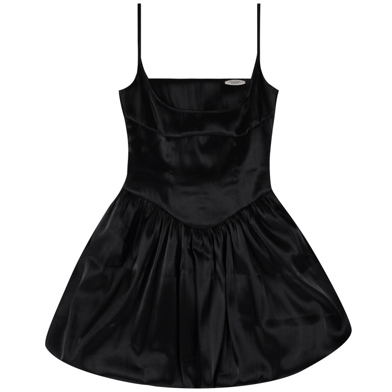 High-End Slim Waist Black Strap Princess Dress