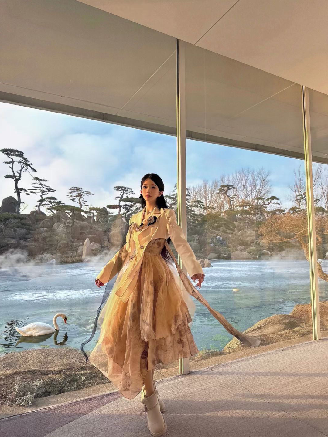 3D Flower Mesh Princess Dress