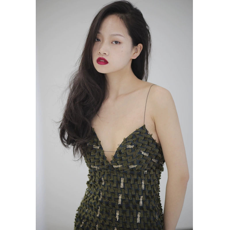 Подвесное платье Golden Scallion с открытой спиной Q265