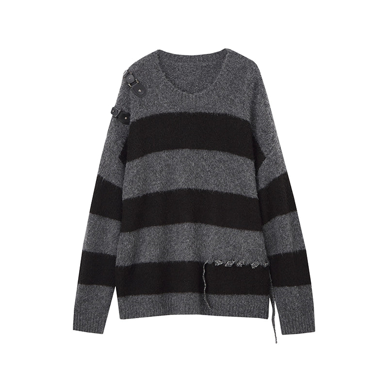 Color Matching V-neck Sweater