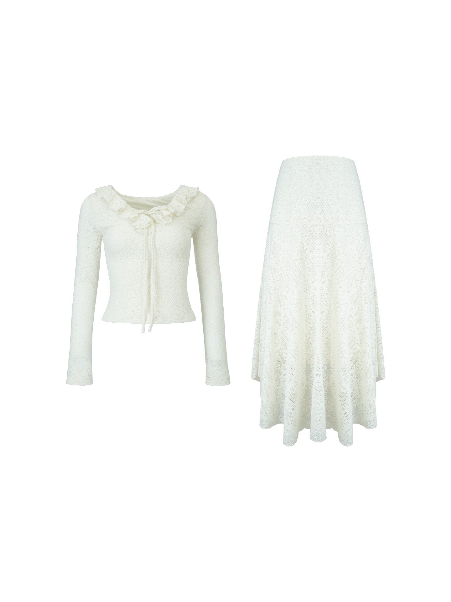 Lace V-Neck Top & Maxi Skirt Set