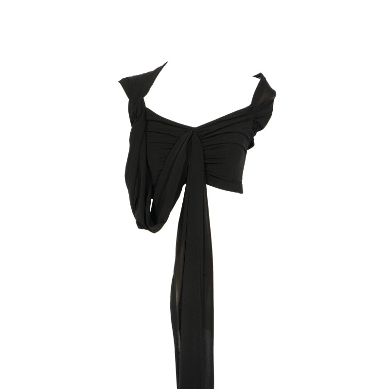 Set de punto de cadera de envoltura de Venus negro