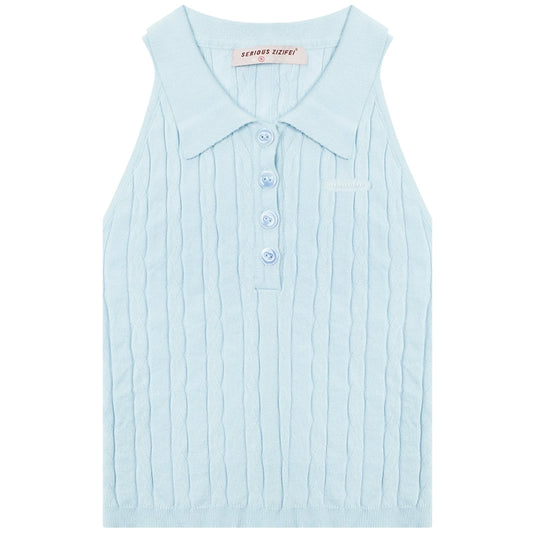 স্লিভলেস পোলো নেক ট্যাঙ্ক টপ | স্লিম ফিট নিটেড ডিজাইন সামার রেট্রো স্টাইলের জন্য