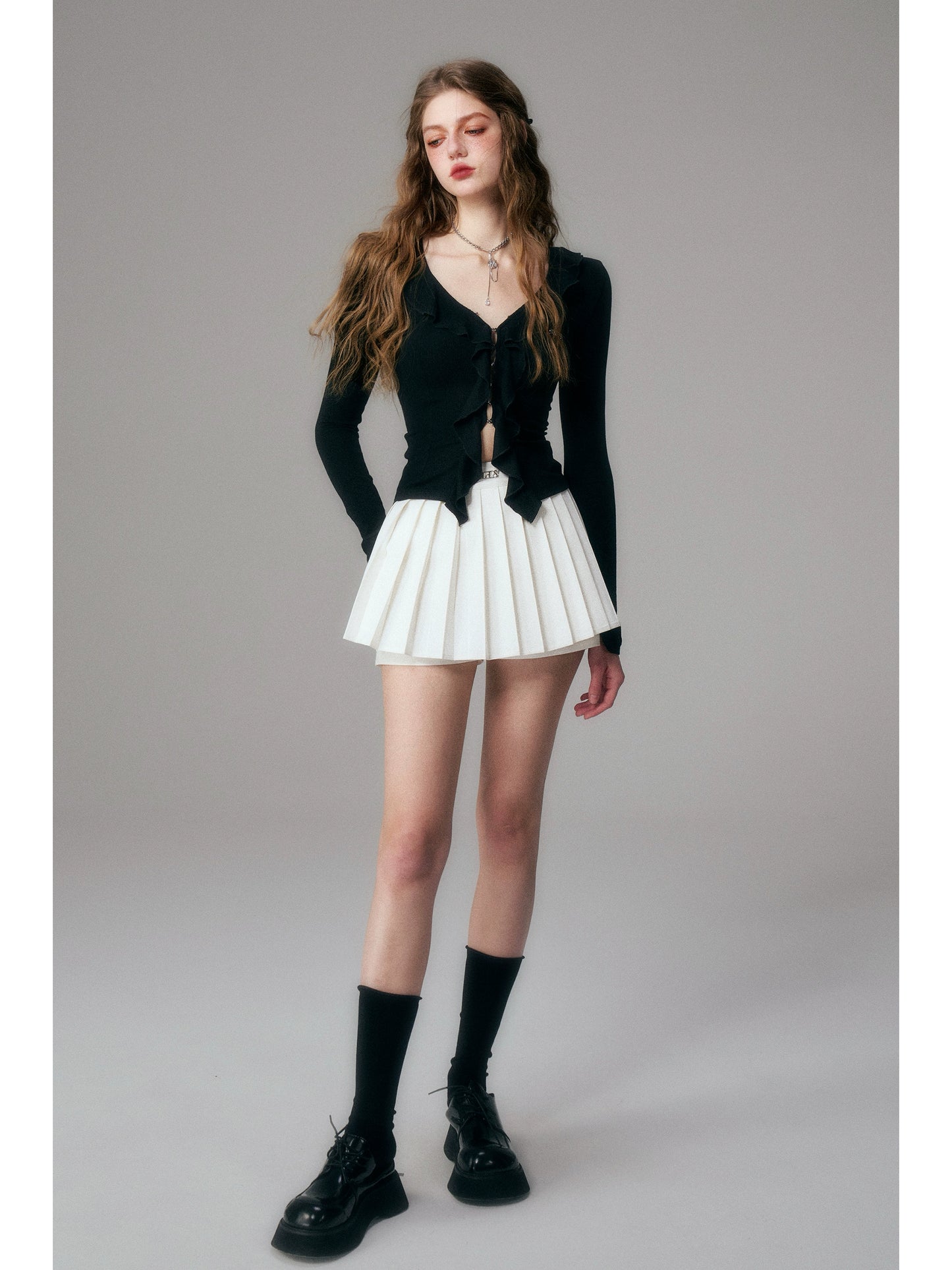 Knitted Cardigan - Metal Hollow Spicy Top